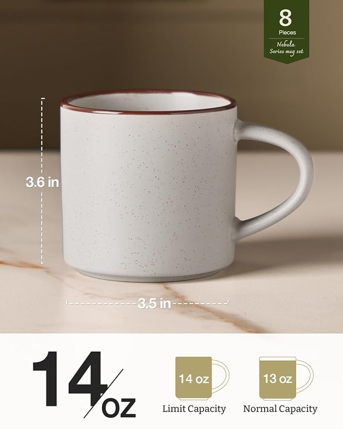 famiware Coffee Mugs Set of 8, Nebula 14oz Coffee Mugs Ceramic Cup Set | - Image 4