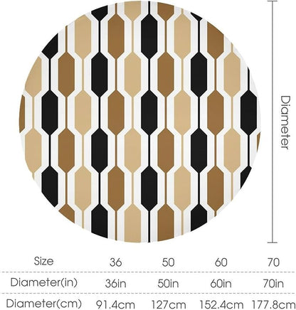 Abstract Boho Geometric Round Tablecloth, Mid Century Modern Geometric Art Retro Print Tablecloth for Home Party Dining Room Kitchen Decor 70Inch(178cm)