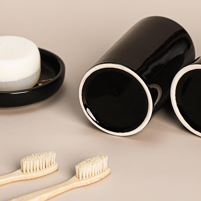 Gaolinci 2 Pcs Simple Solid Color Ceramic Mouthwash Cups, Bathroom Brushing Cup - Image 8