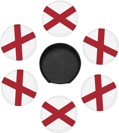 6 Pack Alabama State Flag Leather Coaster - Image 3