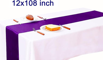 Pack of 10 Satin Purple Table Runners 12 x 108 Inches - Image 3