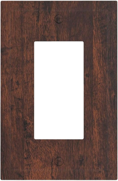 Outlet Covers Brown Red Rustic Wood Grain Retro Farmhouse 1 Gang Wall Plate Single Rocker Light Switch Cover Decorative GFCI Receptacle Electrical Switchplate for Farmhouse Cabin Decor（2 Pack）