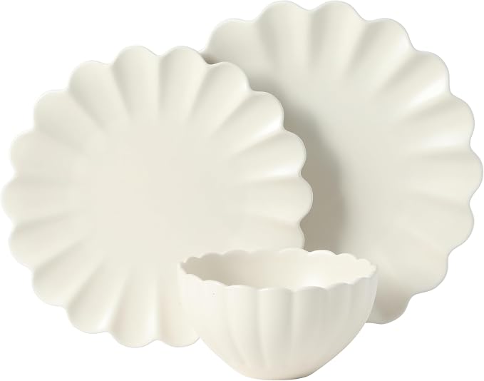 Gibson Elite Bistro Fleur Plates and Bowls Sets, 12-Piece Stoneware Dinnerware - Image 8