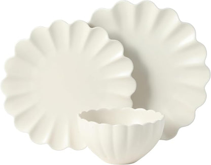 Gibson Elite Bistro Fleur Plates and Bowls Sets, 12-Piece Stoneware Dinnerware - Image 8