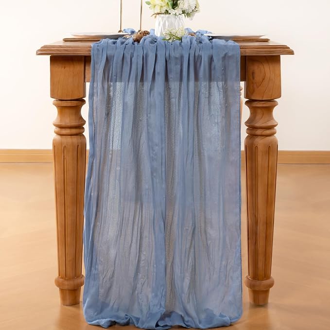 Dusty Blue Cheesecloth Table Runner 120 Inches 10 Pack Gauze Table Runner | - Image 2