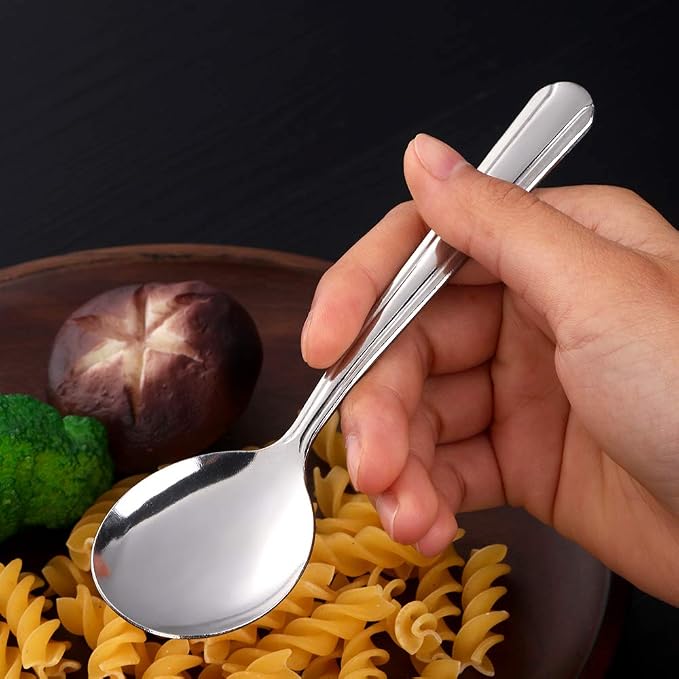Bouillon Spoons Set of 12, 5.9 Inch Stainless Steel Soup Spoon, Metal Round - Image 2
