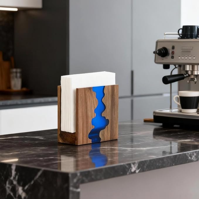 Artistic Napkin Holder | Loongresinwood Acacia Wood & Epoxy Resin | Thickened - Image 6