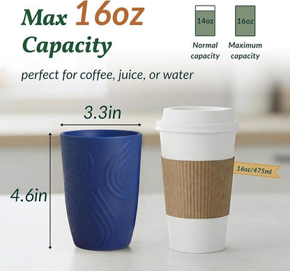 Homienly Wheat Straw Cups 16oz, Unbreakable Cups-6 PCS Freezer and Dishwasher - Image 2