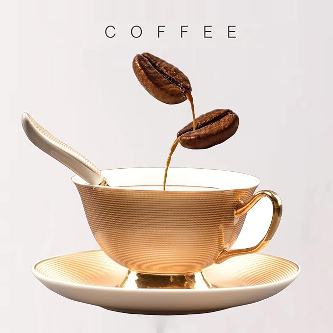 Bone China Golden Stripe Tea Cup - Image 5
