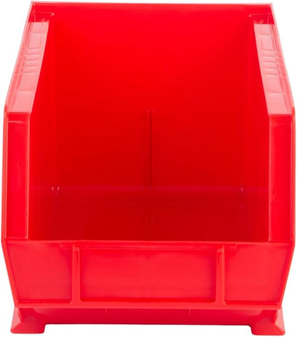 Hudson Exchange 15" x 8" x 7" (6 Pack) Plastic Stackable Storage Bin and Hanging Container, Red
