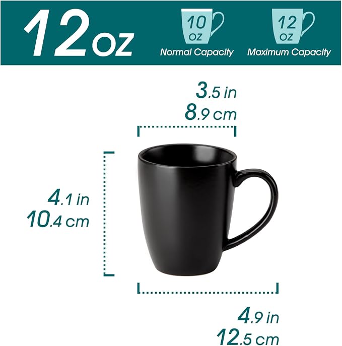 vancasso PLAYA Ceramic Coffee Mug Set of 6, 12 Oz Tea Cups - Image 2