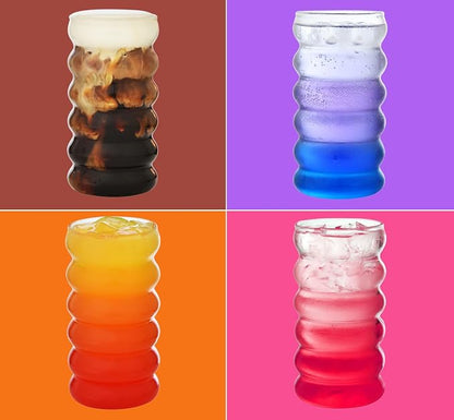 ALINK Ribbed Drinking Glass Cups - Image 4