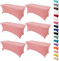 6Pack 6FT Table Cloth for Rectangular Fitted Events Stretch Pink Table Covers Washable Spandex Tablecloth Protector for Party, Wedding, Cocktail, Banquet, Festival