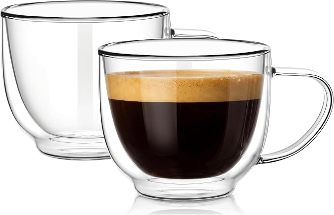 Double Wall Glass Coffee Mugs by Unknown