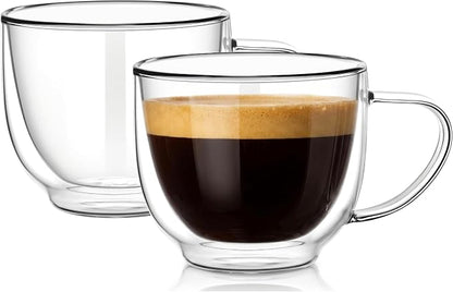 Double Wall Glass Coffee Mugs by Unknown