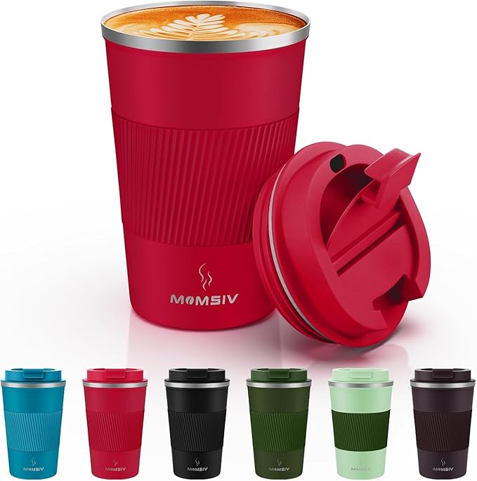 MOMSIV 12oz Travel Coffee Mug, Insulated Coffee Cup by MOMSIV