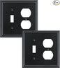 2-Pack Combo Toggle/Duplex Light Switch Cover Plate, Black Wall Outlet Cover Plate, Decorative Wall Receptacle Cover for Electrical Outlets, Light Switch, Durable Solid Zinc Alloy