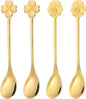 PATIKIL 4pcs Coffee Spoons, Rose/Four Leaf Grass Tea Spoons 304 Stainless Steel by PATIKIL