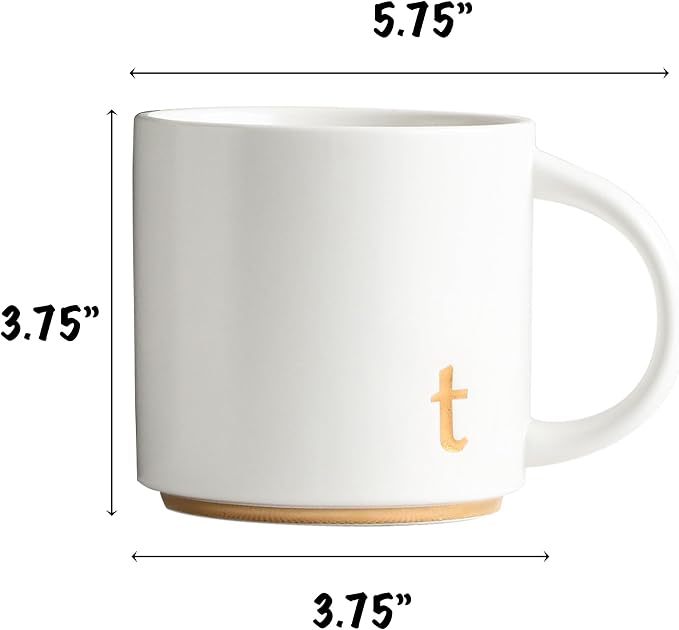 COLLECTIVE HOME Ceramic Coffee Mug, 15 oz Monogram Cup - Image 2