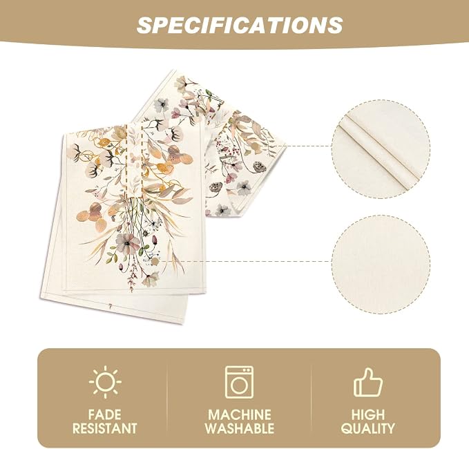Artoid Mode 210 GSM Fall Table Runner 13x36 Inch Home Party Decor | Wildflower - Image 5