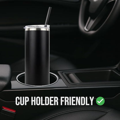 Hogg 20 oz Skinny Case (24 Units) - Black, Powder Coated Tumblers for Laser Engraving, Engravable Tumblers Bulk, Stainless Steel Cups Bulk, Insulated Cups with Lids and Straws