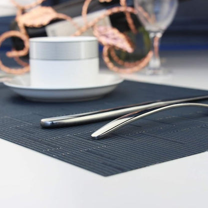 PIGCHCY Placemats Set of 12 Washable Durable Place Mats Vinyl Heat Resistant Non-Slip Table Mats Indoor Outdoor (Midnight Blue)