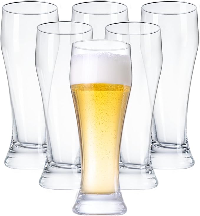 Wlasss Beer Glasses Set of 6, 15 oz Glasses Drinking Set, Craft Pint Glasses by WlasssLightweightGlasswareMakingLifeEasier