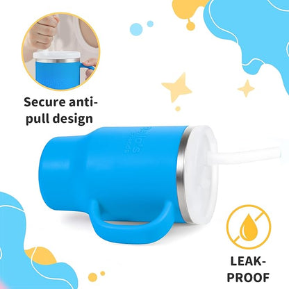 Bella's Friends Handy Mini Tumbler – Adorable 9 oz Toddler Sippy Cup, Stainless Interior & Silicone Body, Leak‑Proof, Dishwasher Safe, Gift for 1-3 Years Old Girls&Boys, 2 Pack, Azure Blue&Seafoam