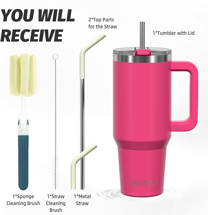 40 oz Tumbler with Handle, Tumbler with Lid and Straw, Double Wall Insulated - Image 3