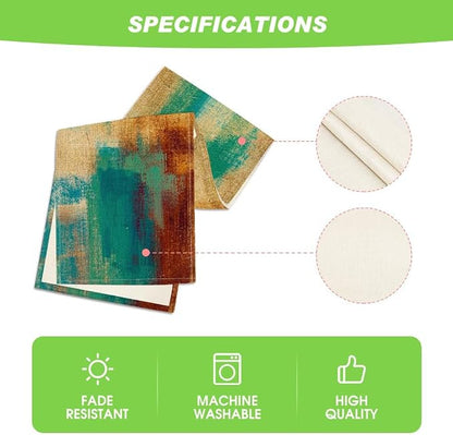 Artoid Mode Brown Blue Abstract Modern Art Table Runner, Seasonal Farmhouse - Image 5