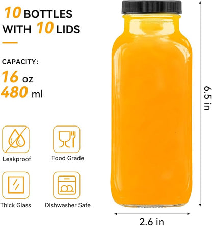 Kucoele 16oz Glass Juice Bottles - Image 2