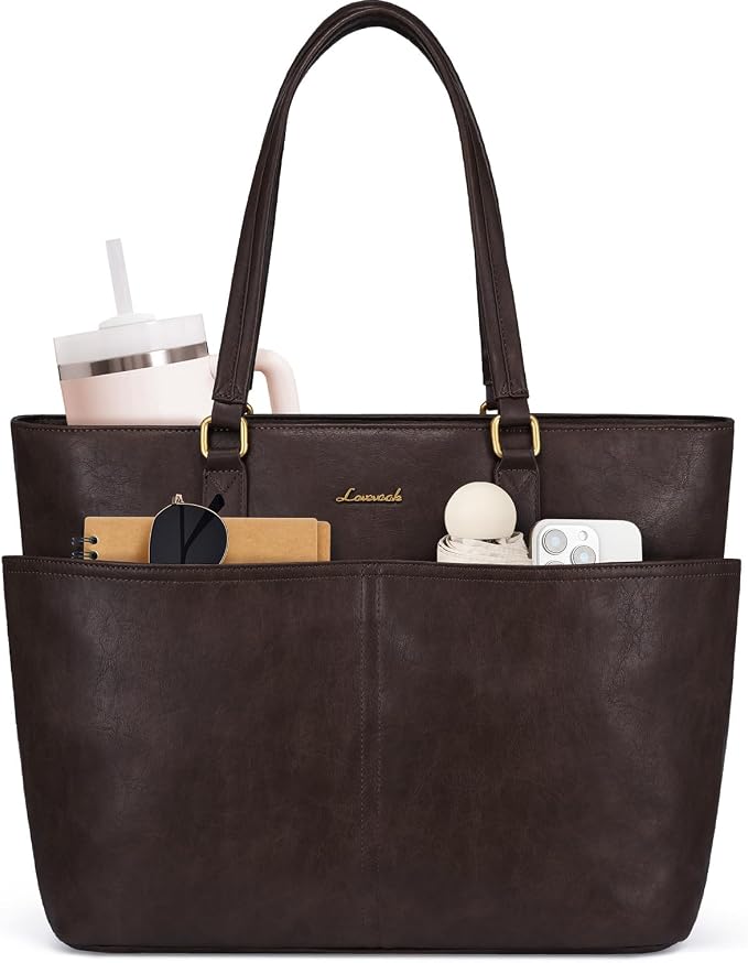 LOVEVOOK Work Tote Bag for Women, Retro Leather 17.3 Inch Laptop Bag by LOVEVOOK