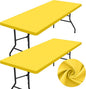 homing 2 Pack Rectangle Table Cloth, Elastic Fitted Fabric Tablecloth Fits for 4 Foot Folding Tables, Washable Table Cover for Picnic, Camping, Indoor & Outdoor (Yellow, 24" x 48")