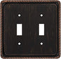 Henne Bery Rope Edge Decorative Wall Plate Switch Plate Outlet Cover (Double Toggle, Aged Bronze)