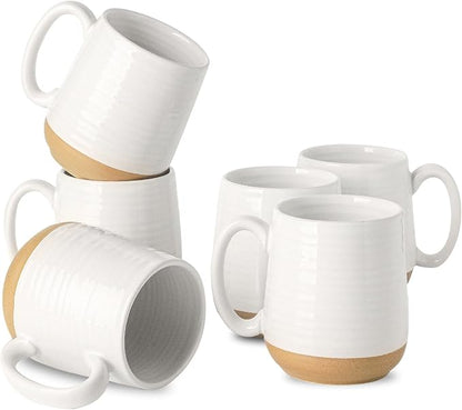 HASENSE Porcelain Coffee Mugs Set of 6, 15 Ounce Large Ceramic Coffee Cups Set by Hasense