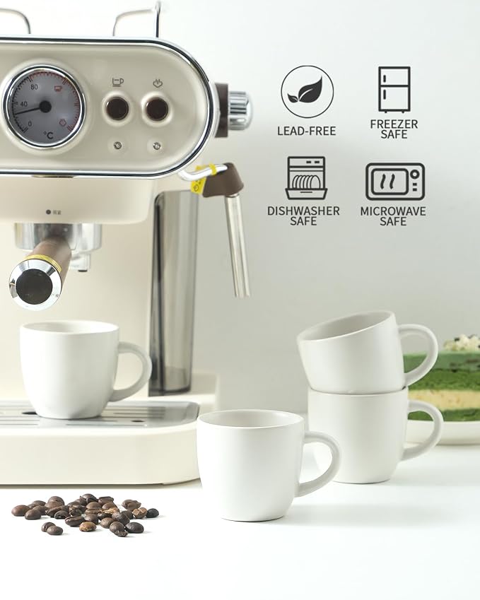 HASENSE Ceramic 3 OZ Espresso Cups, Porcelain Espresso Demitasse Cups Set of 4 - Image 6