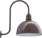 Steel Lighting Co. Hollywood Bowl Light | Outdoor Wall Mounted | 15 inch Bowl Dome | Upslope Gooseneck | Barn Light Made in America | Dark Bronze Exterior/White Interior