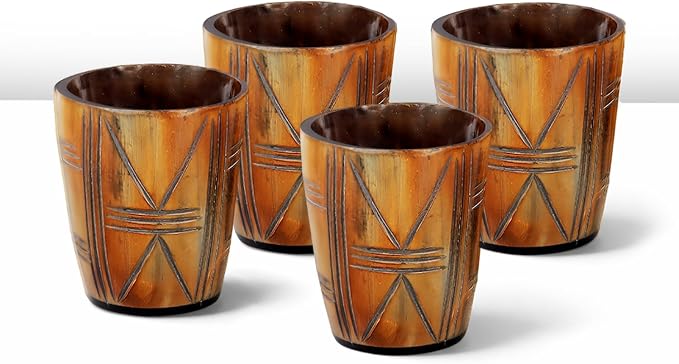 Handicrafts Home Viking Horn Shot Glasses Set of 4, Handmade Natural Ox Horn by HandicraftsHome
