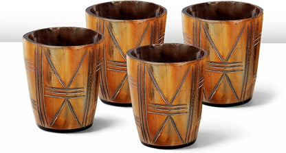 Handicrafts Home Viking Horn Shot Glasses Set of 4, Handmade Natural Ox Horn by HandicraftsHome