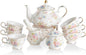 Sweejar Porcelain Tea Set Vintage Floral, British Relief Gold Rim Teapot Cup by Sweejarco1949
