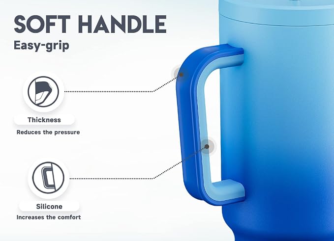 Meoky 40oz Tumbler with Handle, Leak-proof Lid and Straw, Insulated Coffee Mug - Image 4