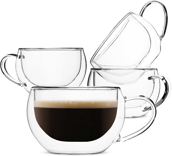 BTaT- Double Walled Espresso Cups, 6 oz, Double Wall Insulated Espresso Cups by BrewToATea