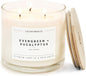 Calyan Wax Co. Evergreen & Eucalyptus 3 Wick Scented Candle - 43 Hour Burn - Luxury 3 Wick Soy Candles - Non Toxic Soy Wax Candles - Long Lasting Large Glass Jar Candle for Home - 14.9oz
