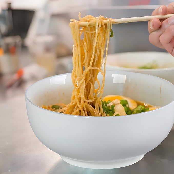 60 oz Large Pho Soup Bowls, Large Ramen Bowls, Off-White Big Ceramic Bowls Set - Image 5
