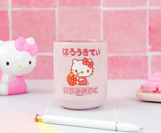 Silver Buffalo Sanrio Hello Kitty Sipping Strawberry Milk Asian-Style Ceramic - Image 3