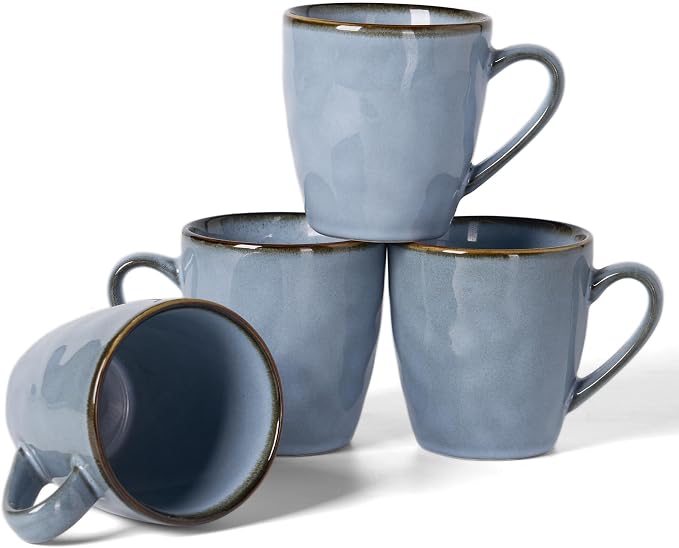 famiware Coffee Mugs Set of 4, Ocean Round 11.5oz Coffee Cup Set by Famiware