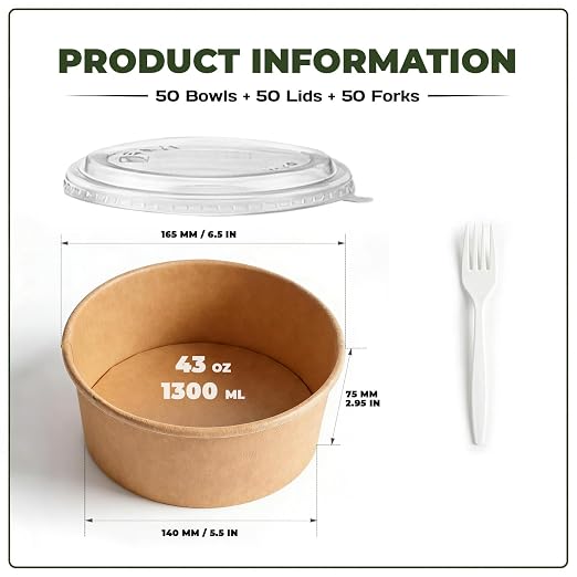 TOPtoper 43Oz 50Pcs Paper Bowls - Image 2