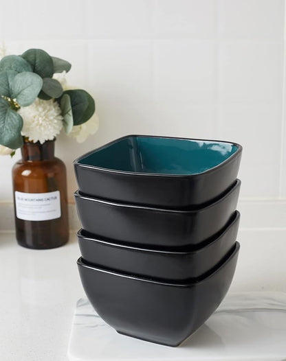 AmorArc 32oz Square Cereal Soup Bowls, Stoneware Bowls Set of 4 - Image 3