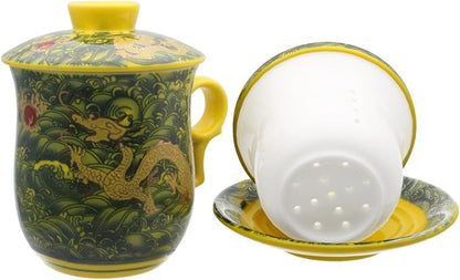 Porcelain Tea Cup with Infuser Lid and Saucer Sets - Image 6