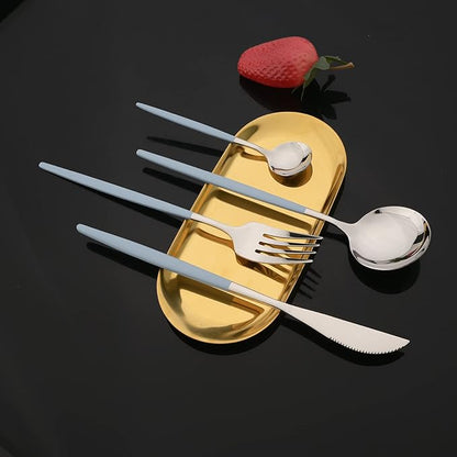 JASHII Flatware Set 24 Piece, Stainless Steel Silverware Set, Macaron Small - Image 4